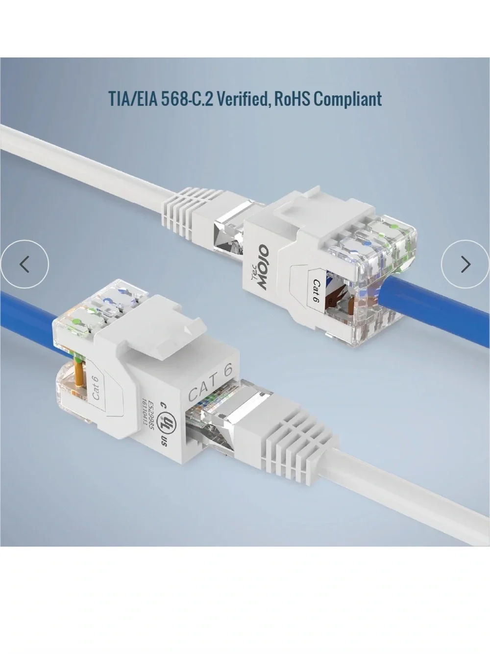 180° CAT6 Keystone Jack Pack – 50 Black Jacks